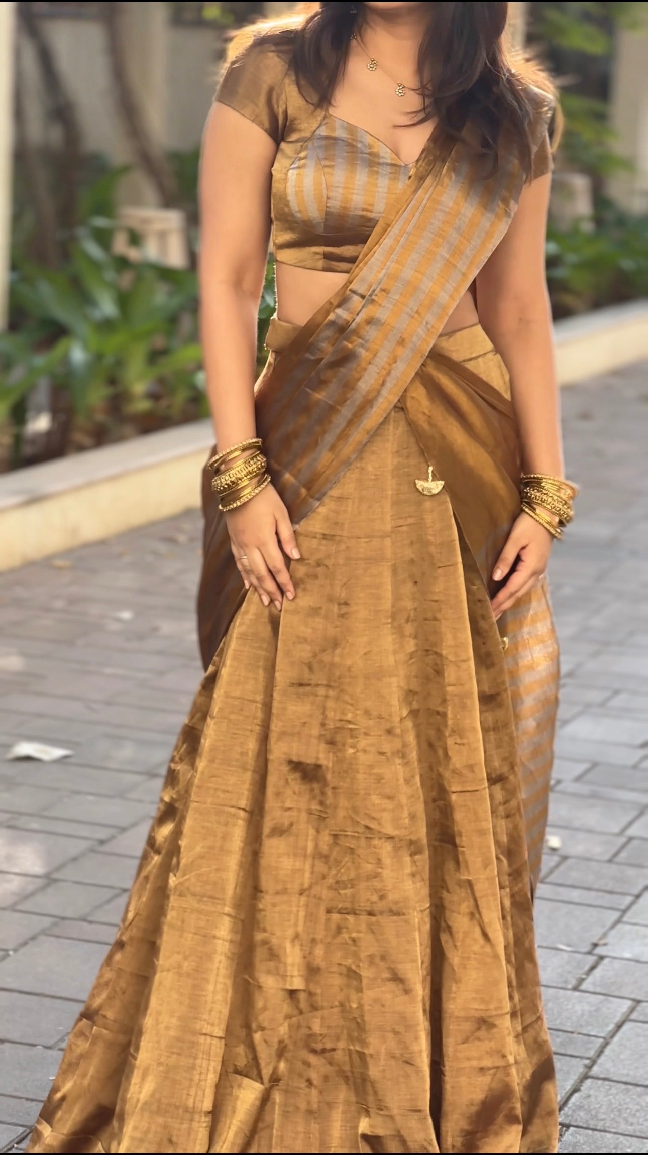 Golden Drape Lehenga