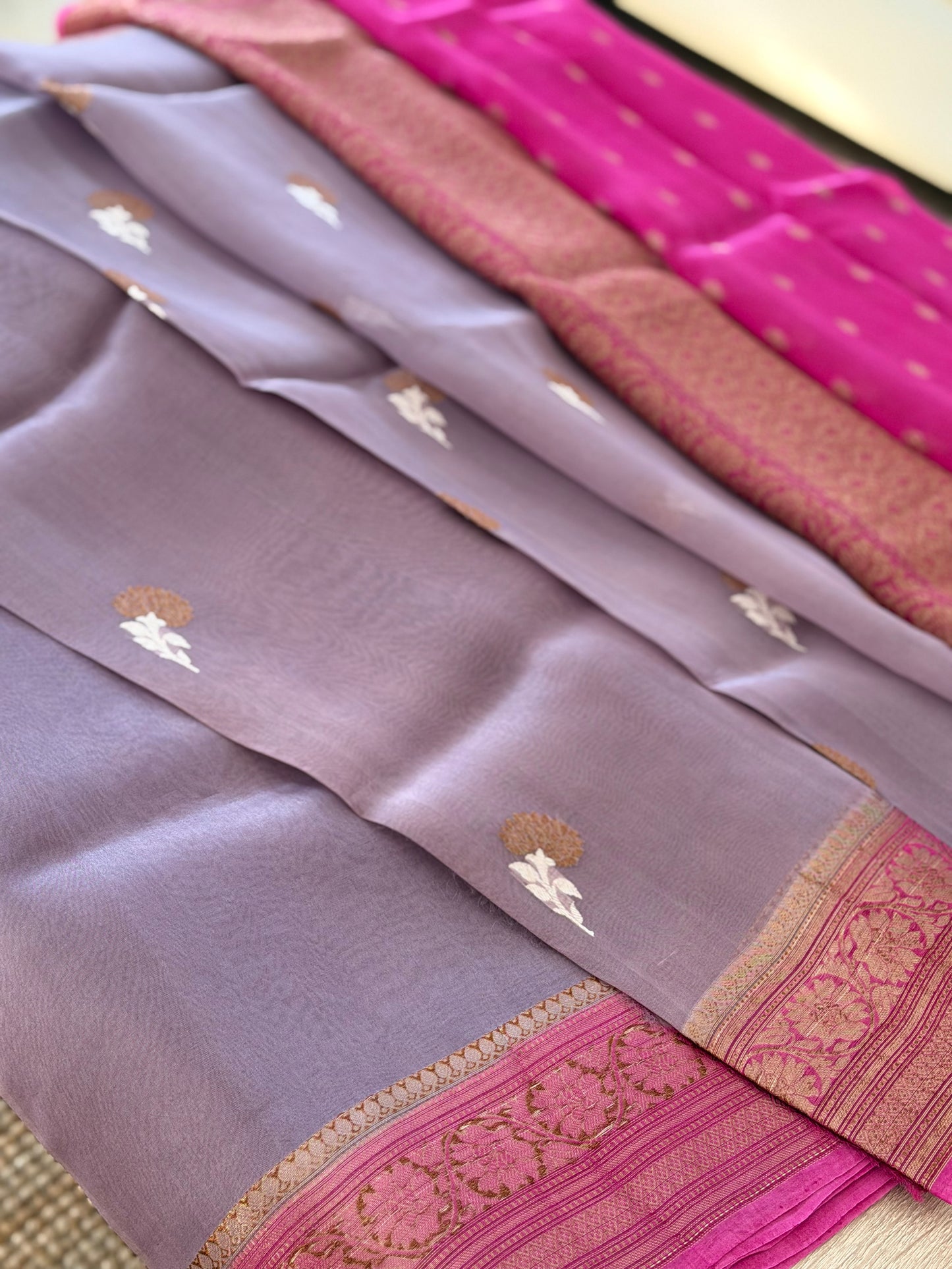 Rani Zari Kora Banaras Saree