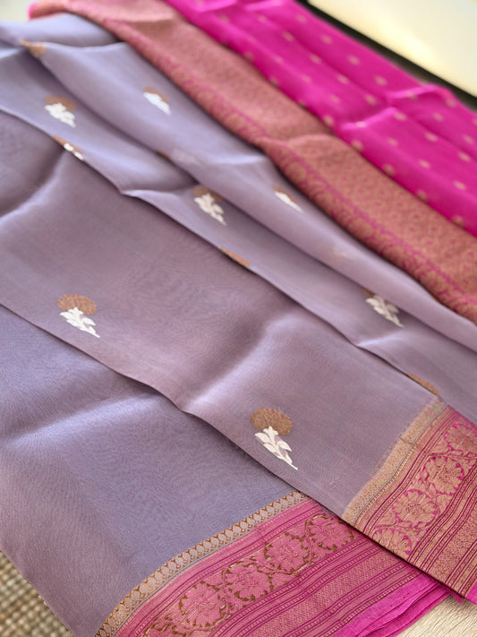 Rani Zari Kora Banaras Saree