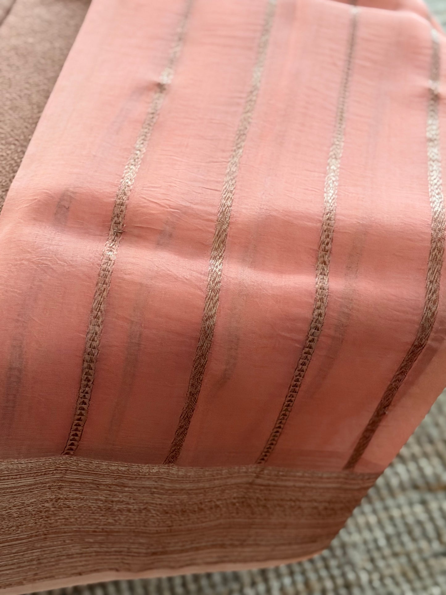 Peach Veil Kora Banaras Saree