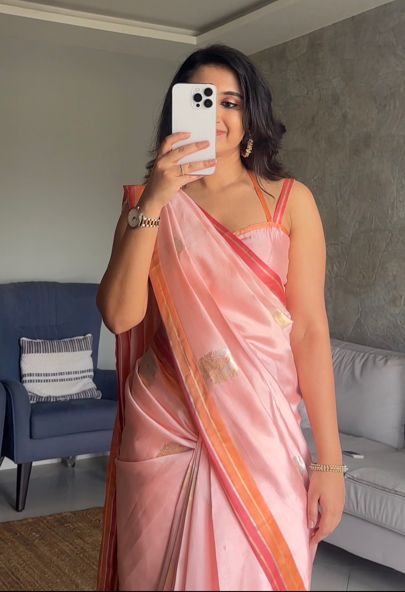 Blush Coral Banarasi Saree