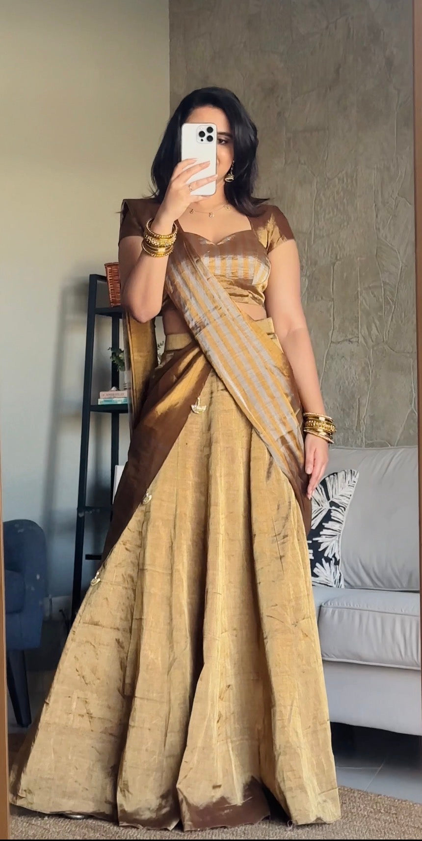 Golden Drape Lehenga