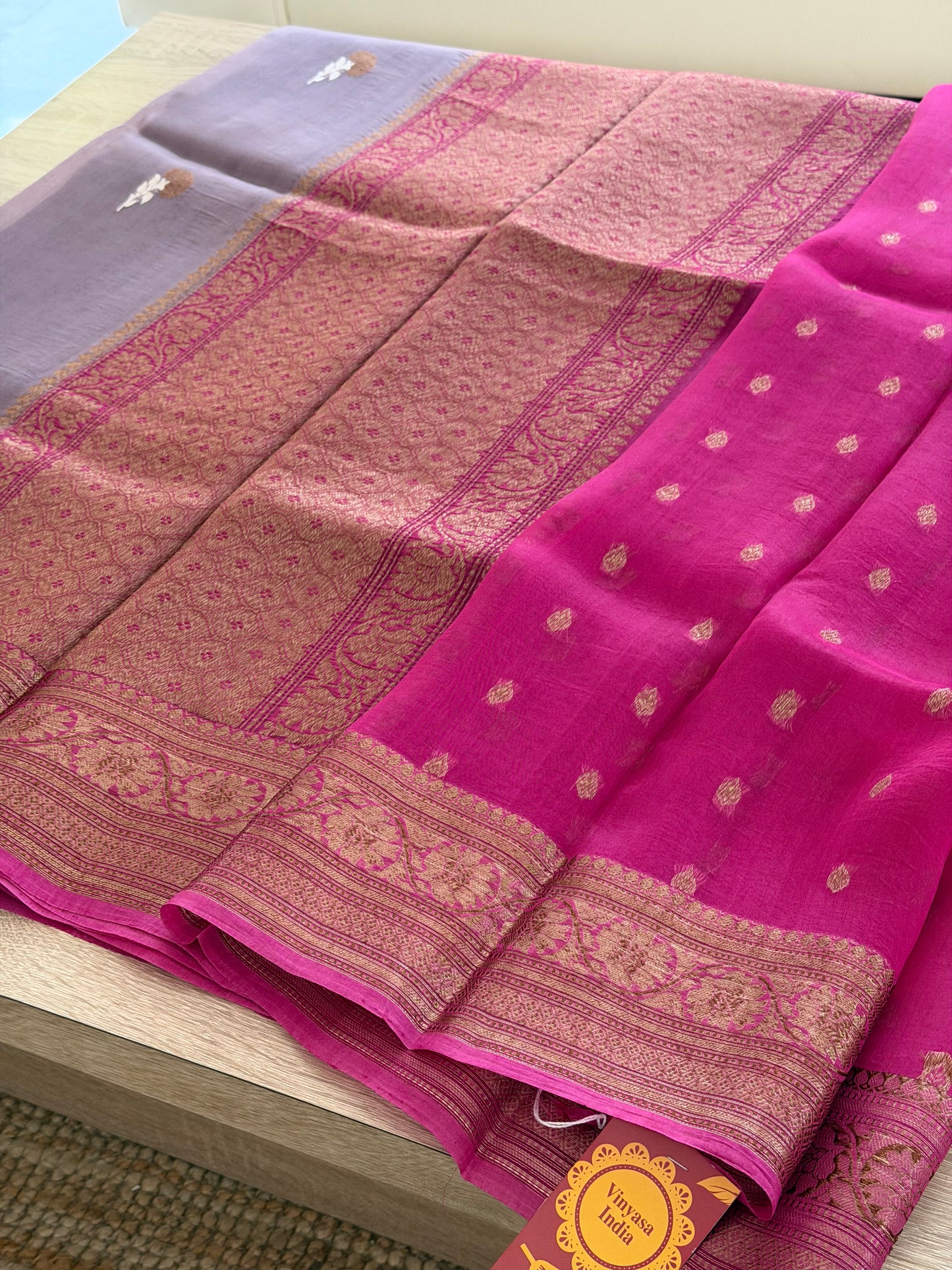 Rani Zari Kora Banaras Saree